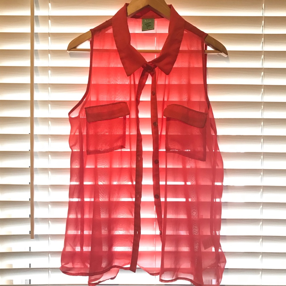 Coral sheer blouse